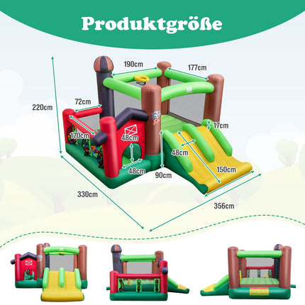 Inflatable Bounce House with Slide & Ball Pit, 356x330x220 cm