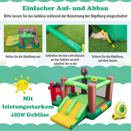Inflatable Bounce House with Slide & Ball Pit, 356x330x220 cm
