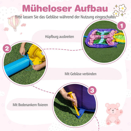 Inflatable Bounce House with Slide, Basketball Hoop, Repair Kit