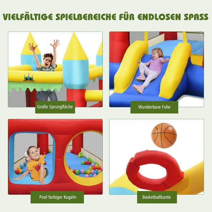 Inflatable Bounce House with Slide, Blower, Balls & Bag