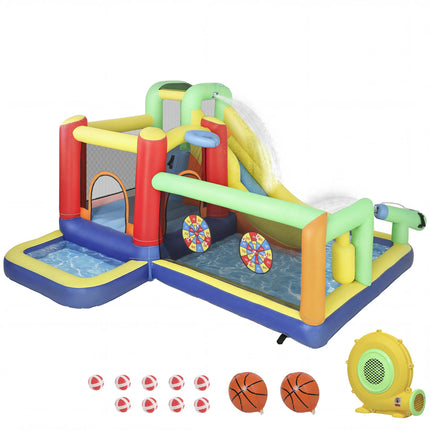 Inflatable Bounce House with Slide & Pool for Kids 3-8