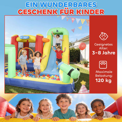 Inflatable Bounce House with Slide & Pool for Kids 3-8