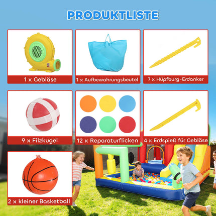 Inflatable Bounce House with Slide & Pool for Kids 3-8