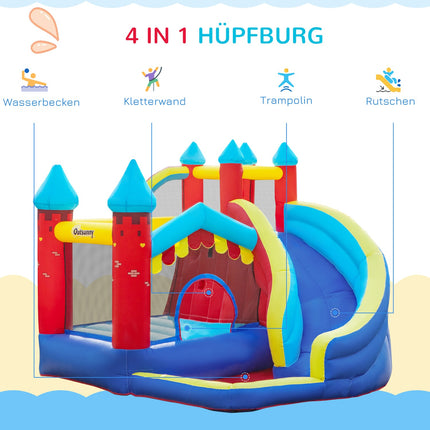 Inflatable bouncy castle with slide and ball pit for children