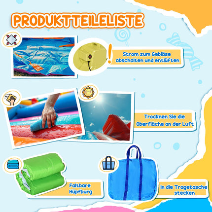 Inflatable bouncy castle with slide and water gun for children