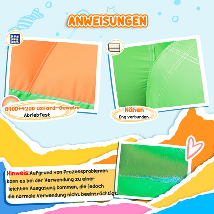 Inflatable bouncy castle with slide and water gun for children