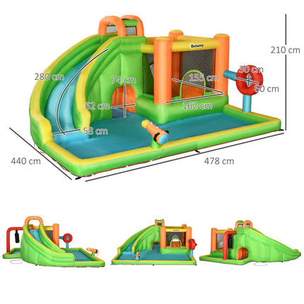 Inflatable bouncy castle with slide and water gun for children