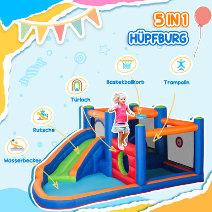 Inflatable water park bouncy castle with slide and arch