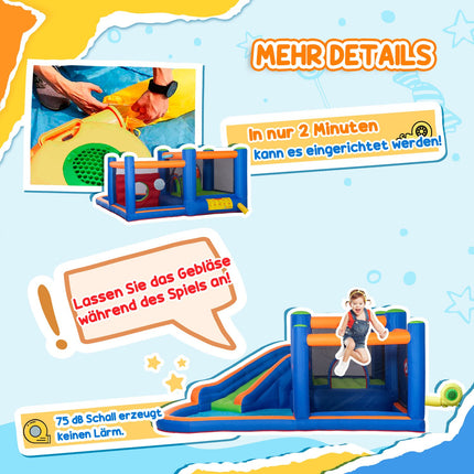 Inflatable water park bouncy castle with slide and arch