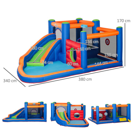 Inflatable water park bouncy castle with slide and arch