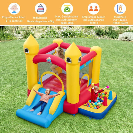 Inflatable Bouncy Castle for Kids with Slide & 480W Blower & Ocean Balls & Ring Toss