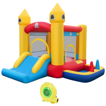 Inflatable Bouncy Castle for Kids with Slide & 480W Blower & Ocean Balls & Ring Toss