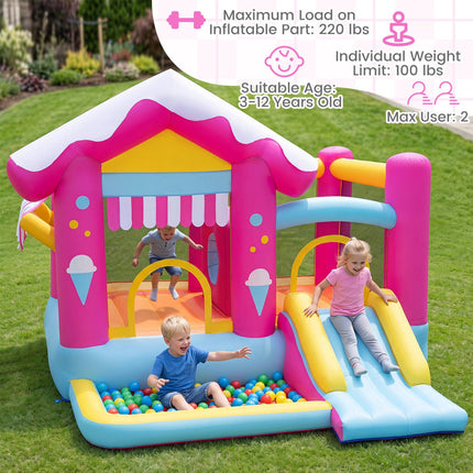Inflatable Bouncy Castle with Slide & Ball Pit, 320x300x230 cm