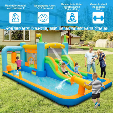 Inflatable Bouncy House with Double Shots & Splash Pool & Water Cannon & Punching Sandbag Bouncy Castles