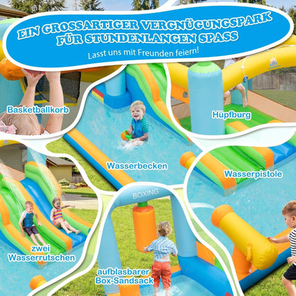 Inflatable Bouncy House with Double Shots & Splash Pool & Water Cannon & Punching Sandbag Bouncy Castles