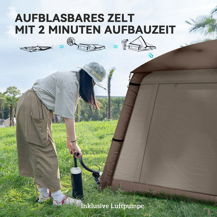 Inflatable 1-2 person camping tent - windproof, 4 seasons