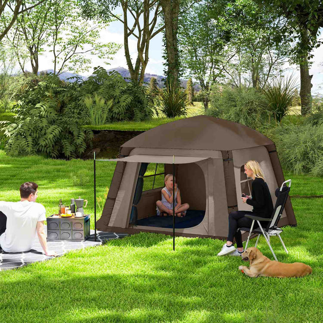 Opblaasbare kampeertent 1-2 persoons buitenfamilietent met luifelhaken Luchtpomp Ramen Deuren Opbergtas Luchttent voor 4 seizoenen Winddichte Glamping-tent Aosom