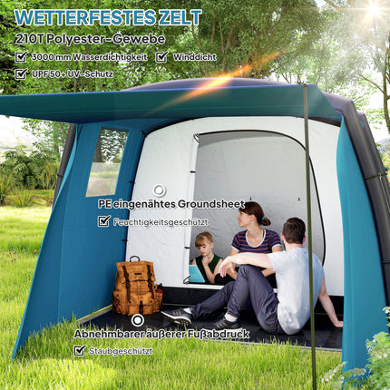 Inflatable 3-6 person camping tent, UV50+ windproof, 3-season