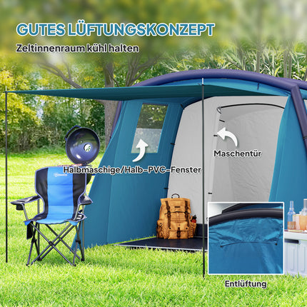 Inflatable 3-6 person camping tent, UV50+ windproof, 3-season