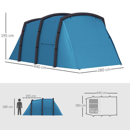 Inflatable 3-6 person camping tent, UV50+ windproof, 3-season