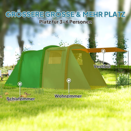 Inflatable 3-6 person camping tent, UV50+ windproof, 3-season