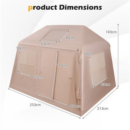 Inflatable Camping Tent, 4–6 Person, Pump, Canopy