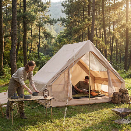 Inflatable Camping Tent, 4-Person, Pump, Waterproof, Skylight