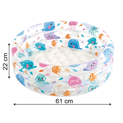 Inflatable Children's Pool, 61x22 cm, 28L, Sea Animal Design