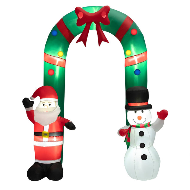 Inflatable Christmas Archway with Santa & Snowman, 245 cm