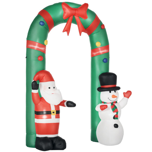Inflatable Christmas Arch with Santa, Snowman, LED Lights