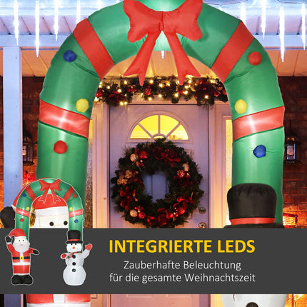 Inflatable Christmas Arch with Santa, Snowman, LED Lights