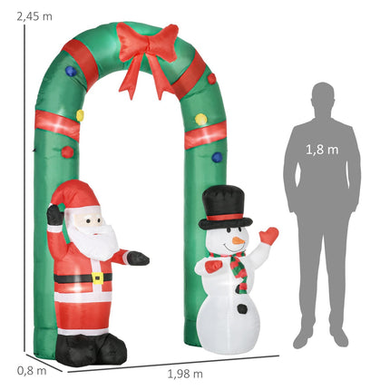 Inflatable Christmas Arch with Santa, Snowman, LED Lights