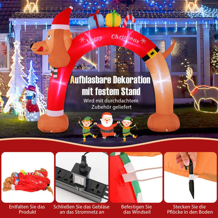Inflatable Christmas Dachshund Arch with LEDs, 242 cm