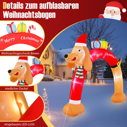 Inflatable Christmas Dachshund Arch with LEDs, 242 cm
