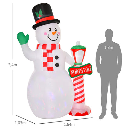 Inflatable 2.4m LED Snowman Christmas decoration, indoor/outdoor