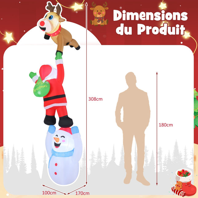 Inflatable Christmas Decoration, 308 cm Santa With LEDs