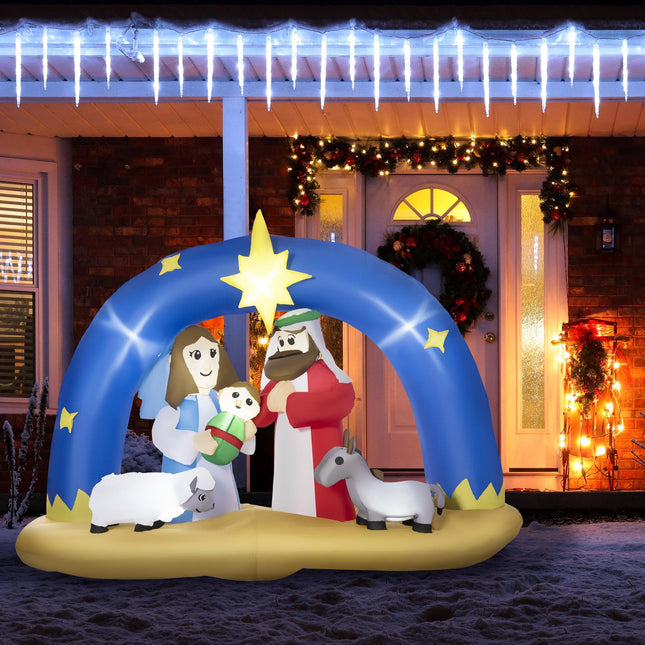 Inflatable nativity scene - blue/brown LED arch, 157 cm