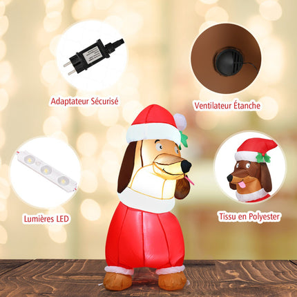 Inflatable Christmas Dog 160cm, Self-Inflating With Lights