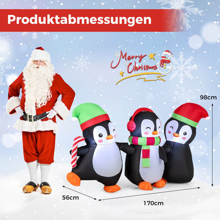 Inflatable Christmas Penguin Family, LED Lights, 170 cm