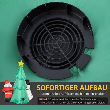 Inflatable LED Christmas tree with snowman, 185 cm polyester