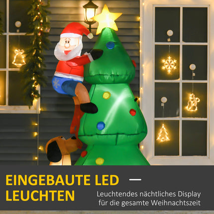 Inflatable 180cm Christmas tree with Santa & dog, LED lights