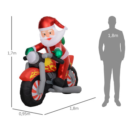 Inflatable 1.7m Santa Claus with LED lights, weatherproof
