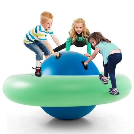 Inflatable Dome Seesaw for Kids 88" Rolling Seesaw Green + Blue