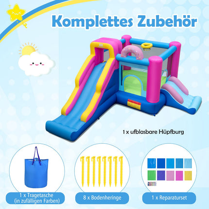 Inflatable Donut-Themed Bounce House with Slides, Multicolor