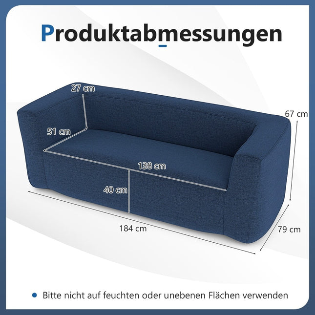 Dmuchana sofa podwójna ze zdejmowanym pokrowcem, niebieska, 138 cm