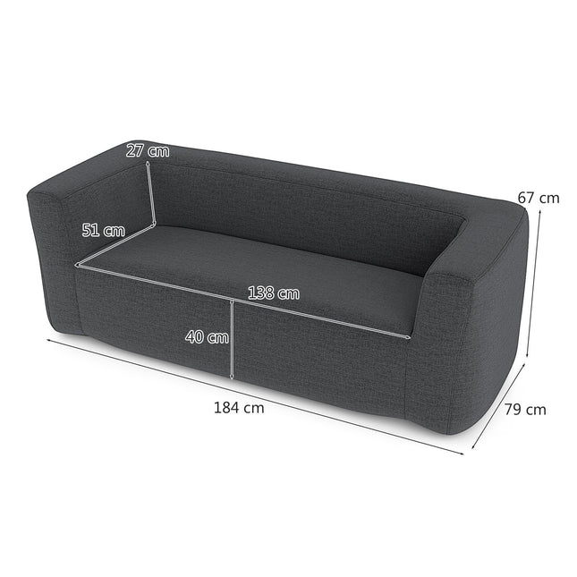 Dmuchana sofa podwójna ze zdejmowanym pokrowcem, szara, 138 cm