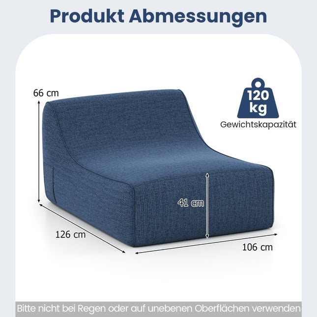 Nadmuchiwany, ergonomiczny fotel wypoczynkowy ze zdejmowanym pokrowcem, niebieski