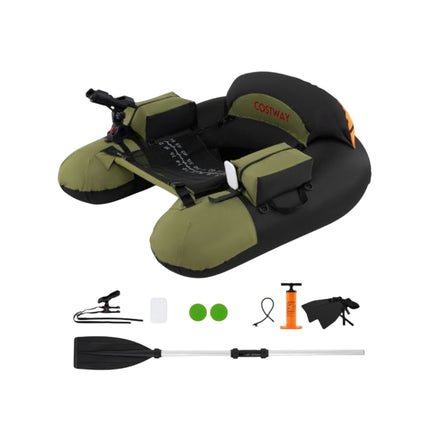 Inflatable Fishing Boat With Rod Holder, Paddle, Fins