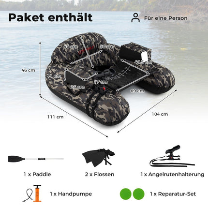 Inflatable Fishing Boat with Rod Holder & Paddle