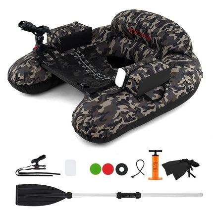 Inflatable Fishing Boat with Rod Holder & Paddle